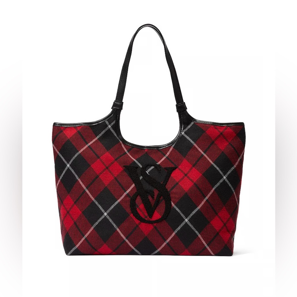 Victoria’s Secret Red and Black Plaid Carryall Tote NWT